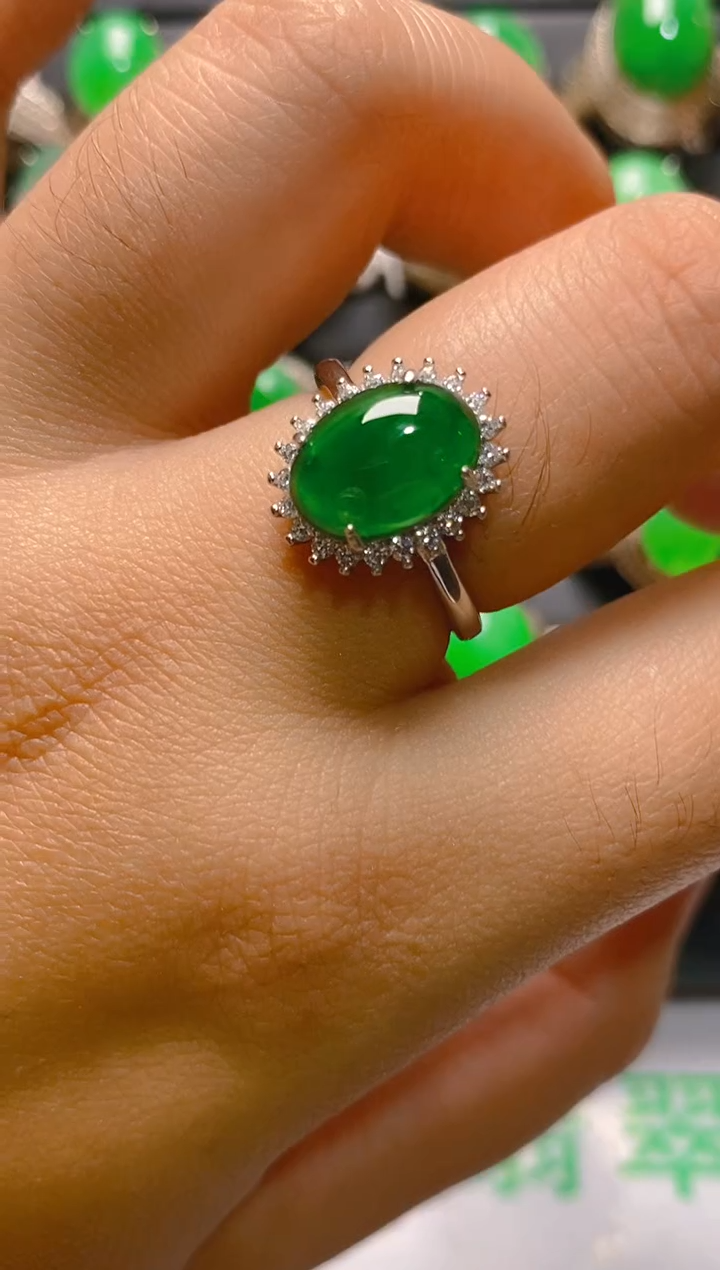 【闪购商品】翡翠耳饰银S925镶嵌天然A货翡翠1