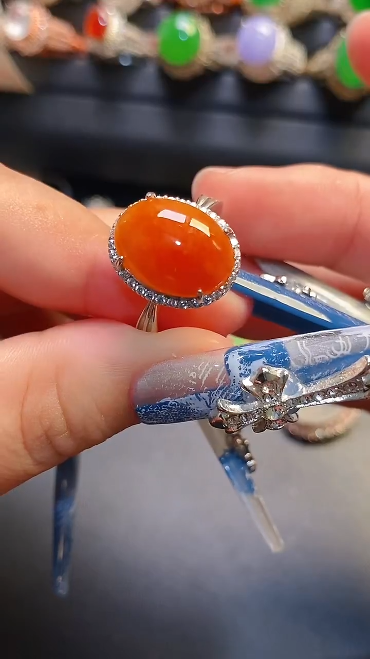 银S925镶嵌戒指翡翠天然