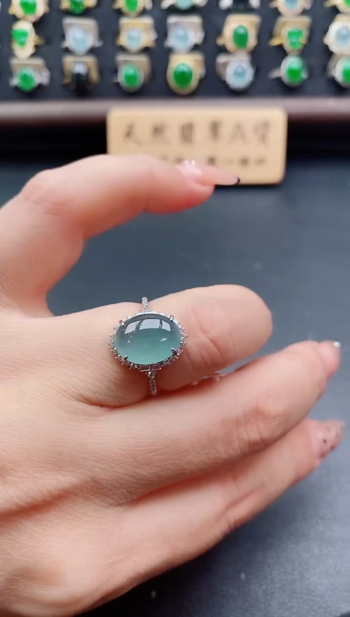 银S925镶嵌戒指翡翠1