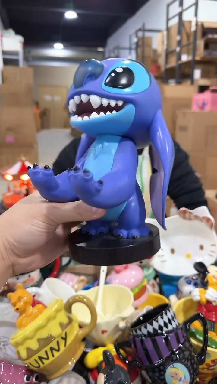 瓷片史迪仔手机支架 张嘴款