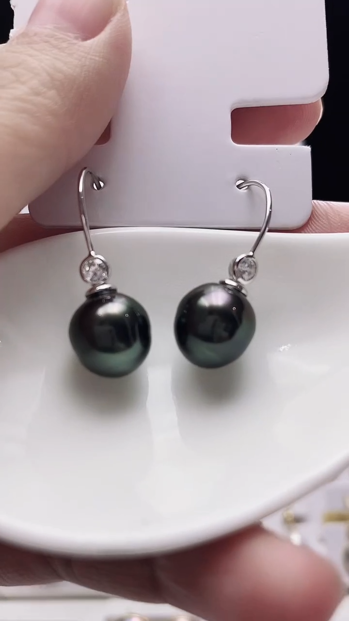 【闪购商品】海水珍珠耳饰银S925镶嵌大溪地巴洛克珍珠耳钩