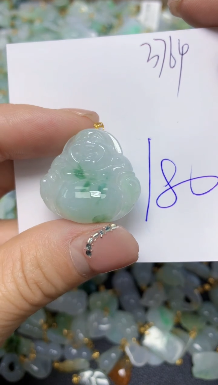 【闪购商品】翡翠挂件18K金镶嵌 天然翡翠A货