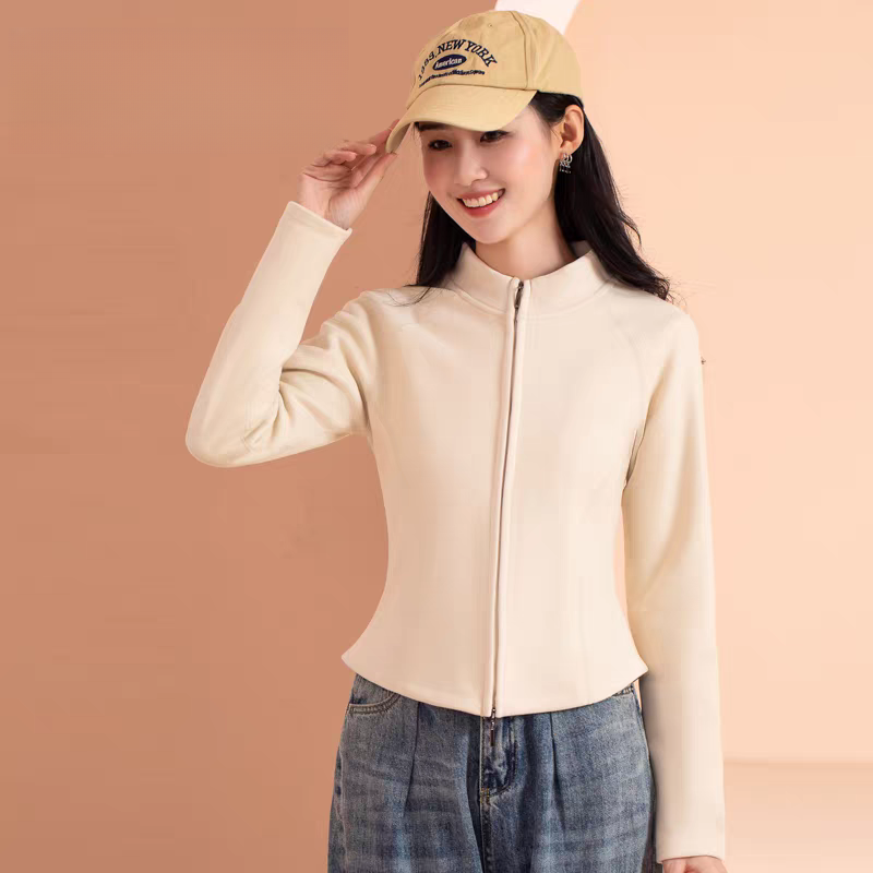 1126#石墨烯小蛮腰显瘦立领双拉链长袖卫衣秋冬款保暖上衣