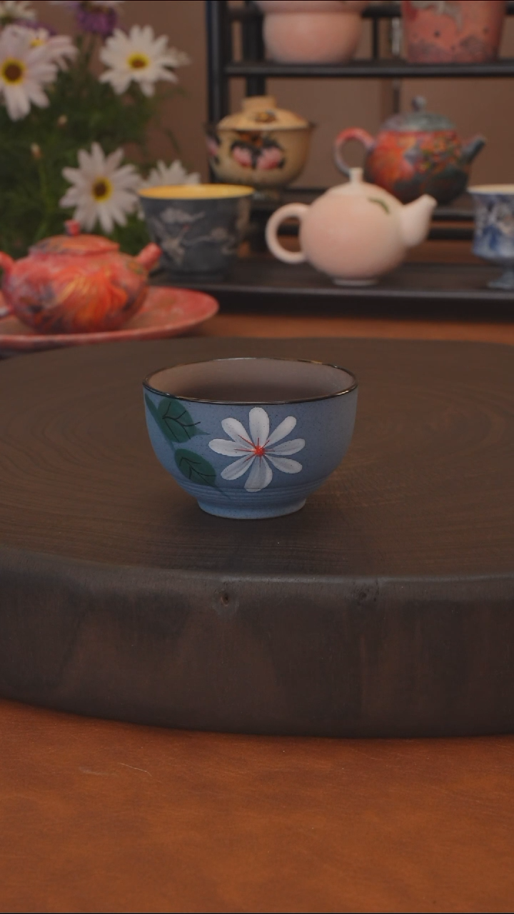 福利品 白菊紫砂品茗杯