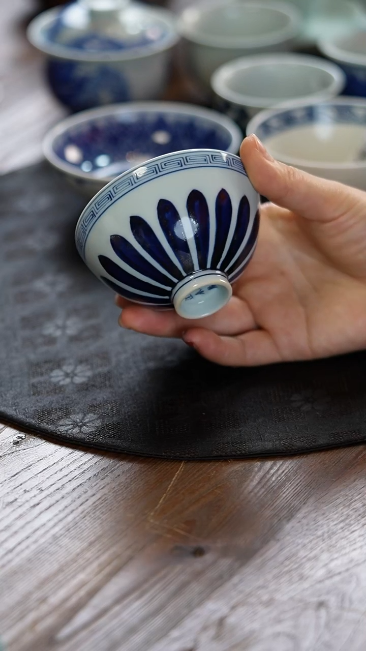 瓷景德镇纯手工纯手绘仿苏料鸡心杯