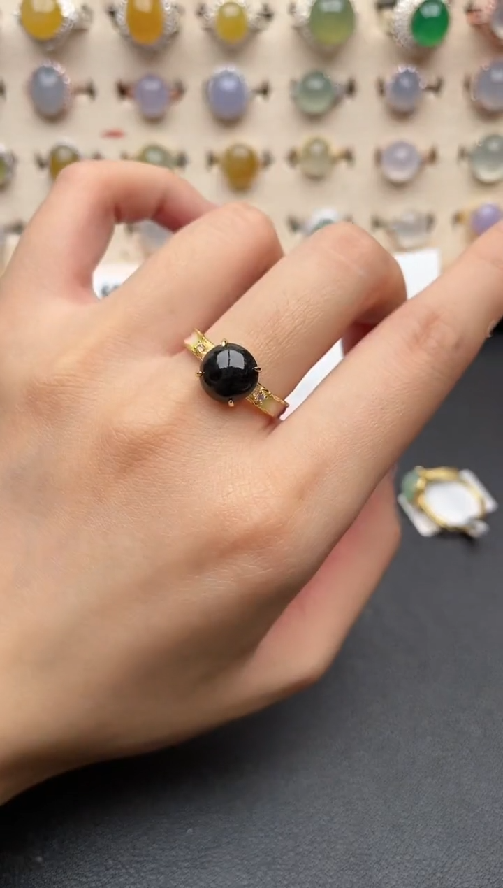 【闪购商品】翡翠戒指银S925镶嵌一物一证一礼盒