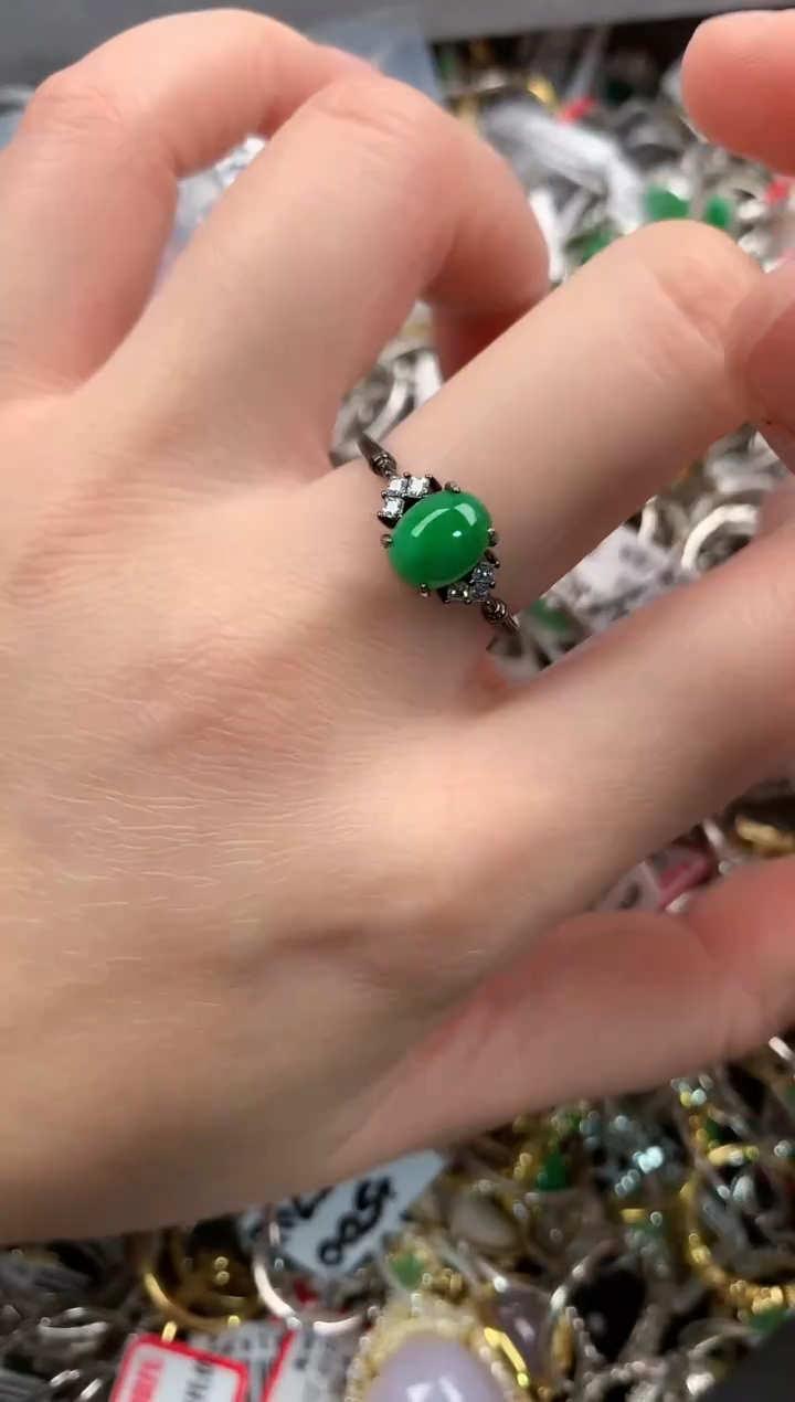 银S925镶嵌戒指翡翠888  5