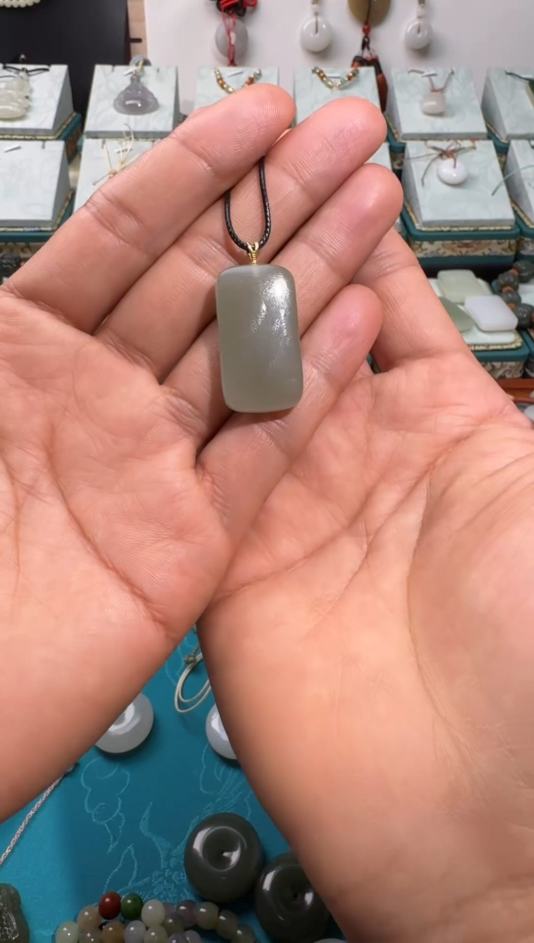 【闪购商品】和田玉颈饰银S925镶嵌无事牌