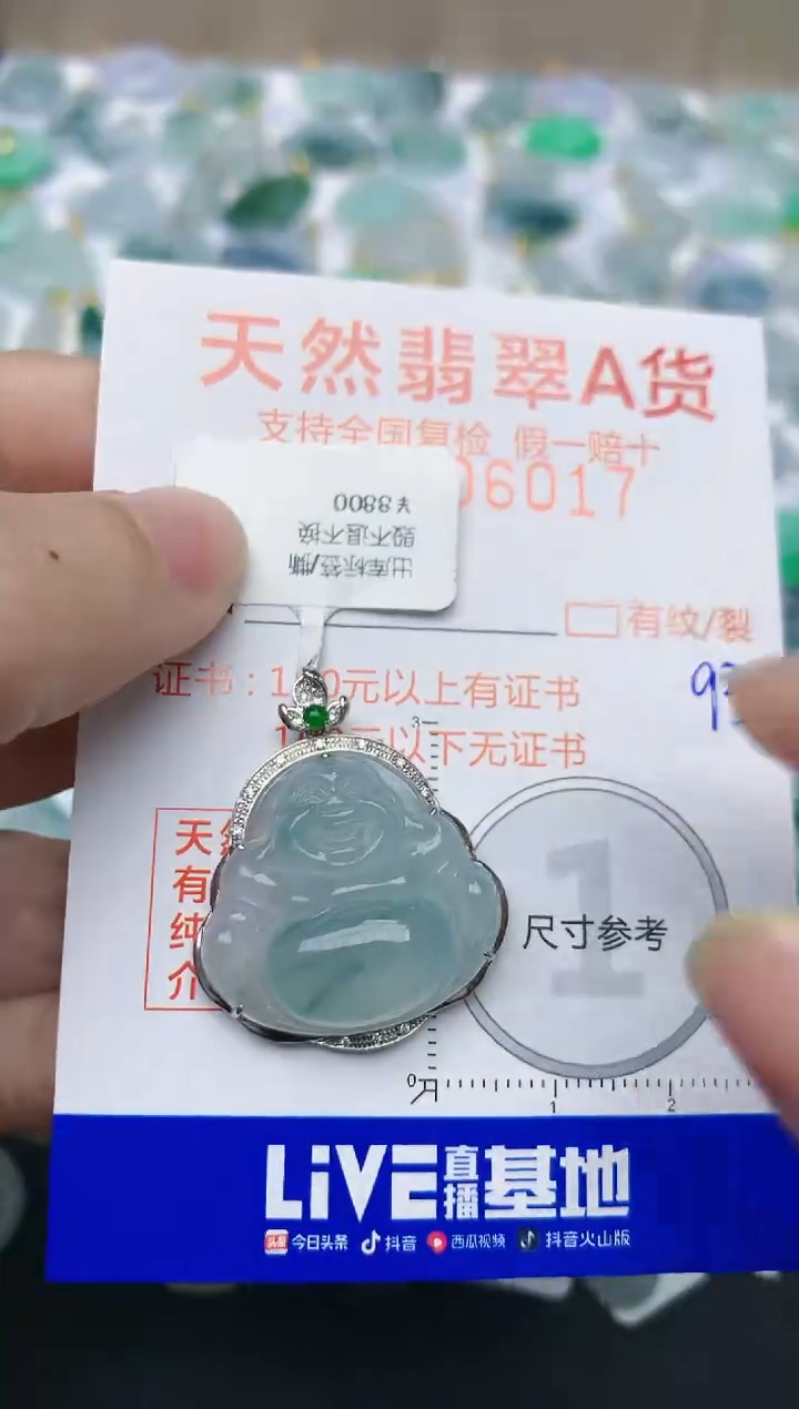 【闪购商品】翡翠颈饰18K金镶嵌天然翡翠A货    93