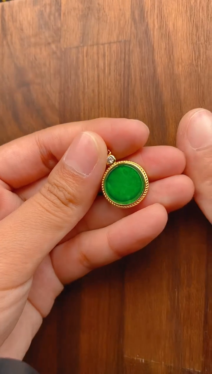 【闪购商品】翡翠吊坠(不含链)银S925镶嵌无事牌