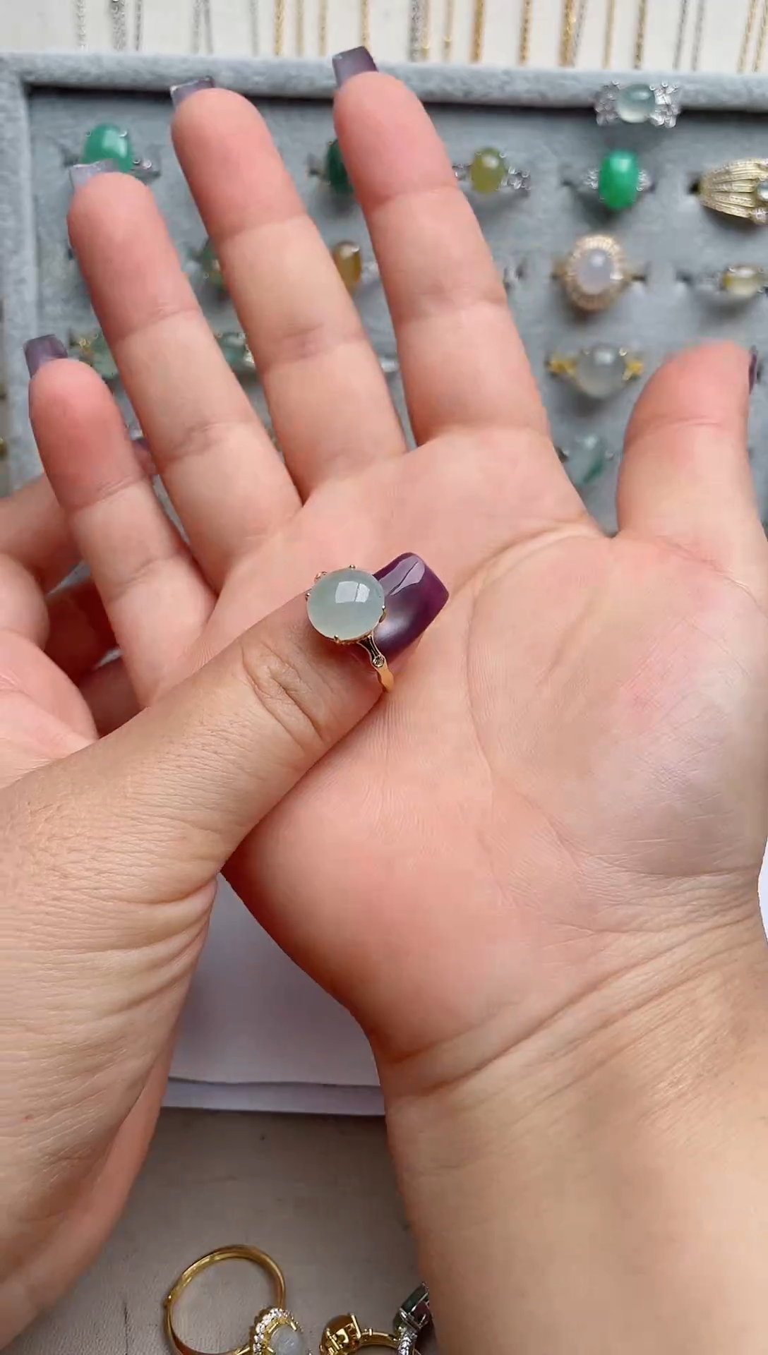 翡翠戒指银S925镶嵌.