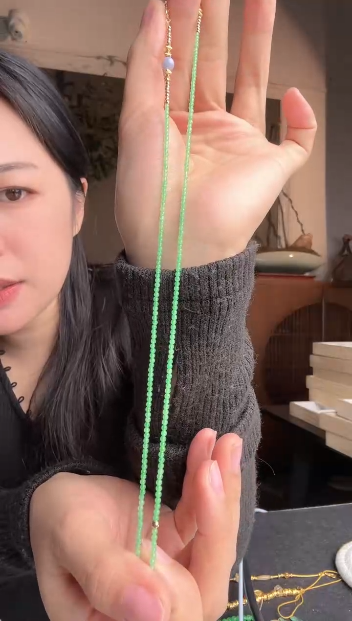 【闪购商品】翡翠裸石未镶嵌绿珠小米长串5500+550-lh