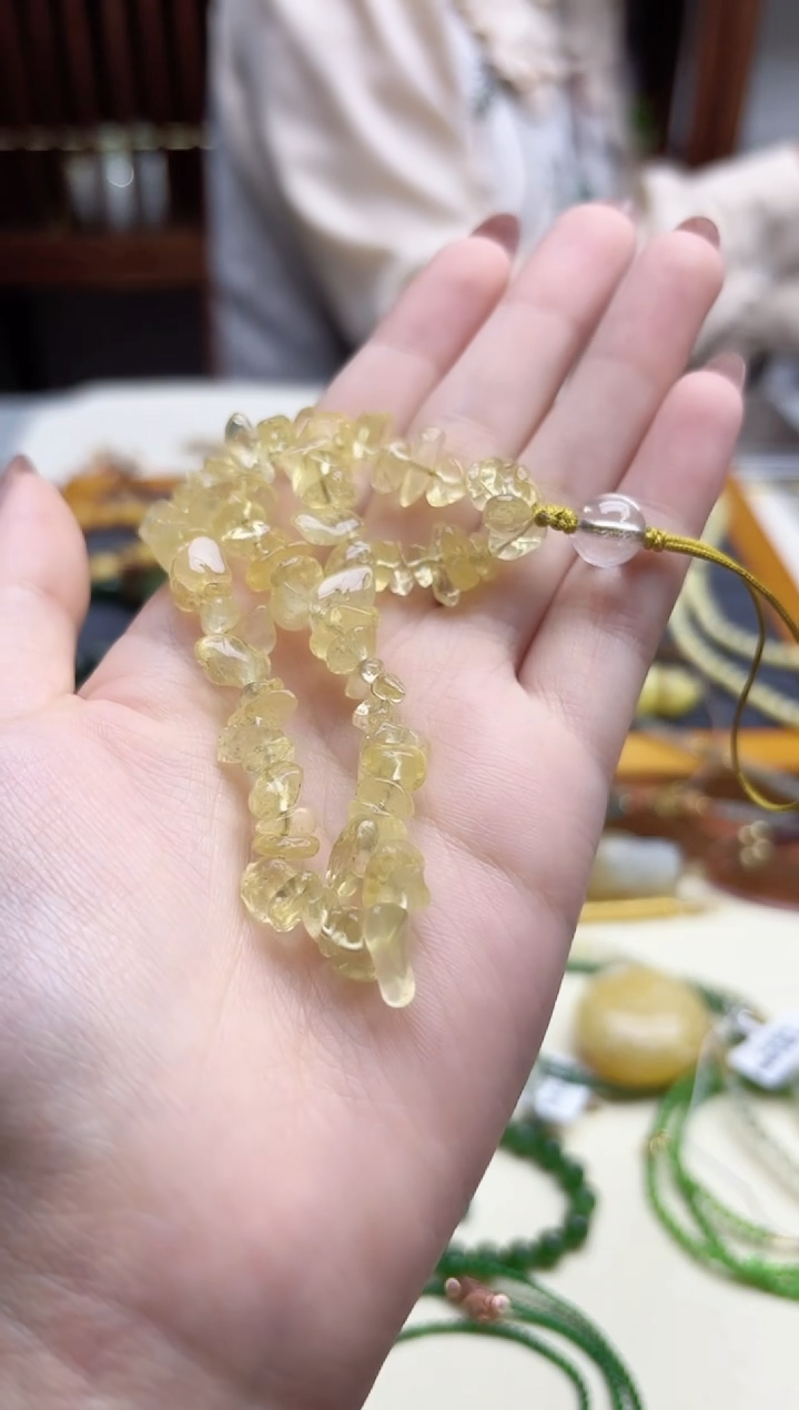 未镶嵌车挂水晶黄水晶碎石手机链挂件ZD
