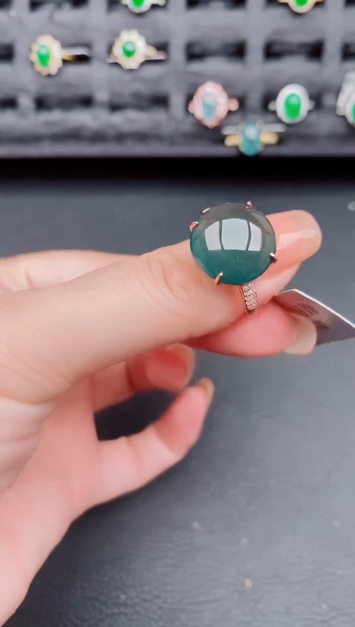 翡翠戒指银S925镶嵌天然a货翡翠172