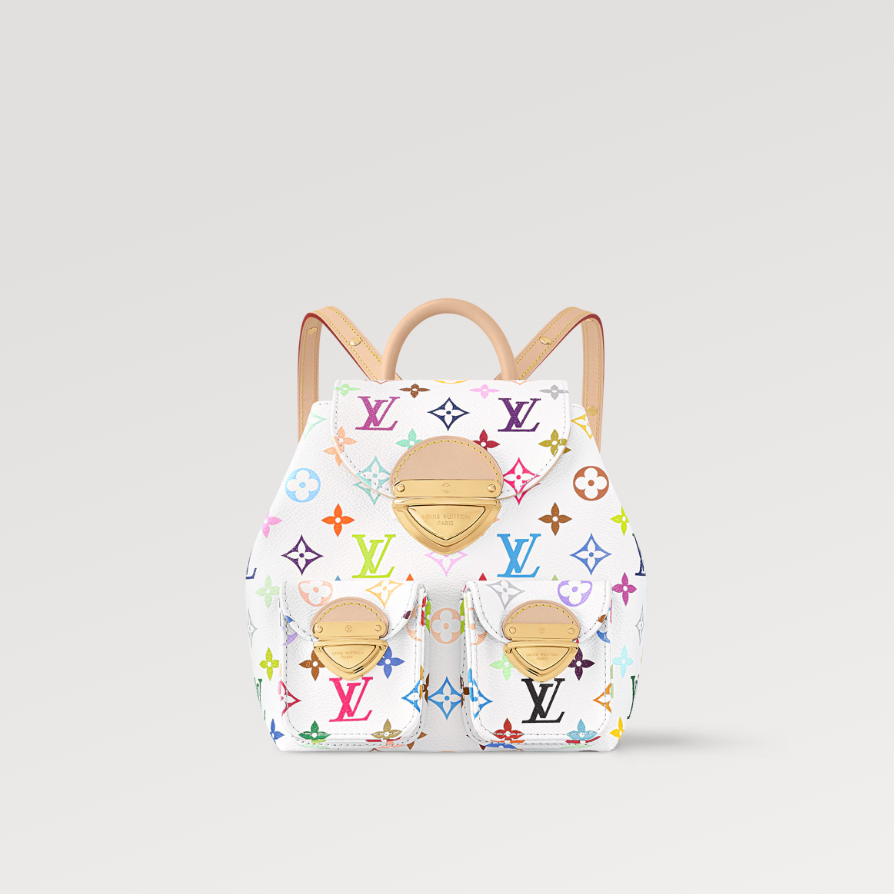 未使用 LouisVuitton/路易威登 小花Jerry 双肩包 白三彩