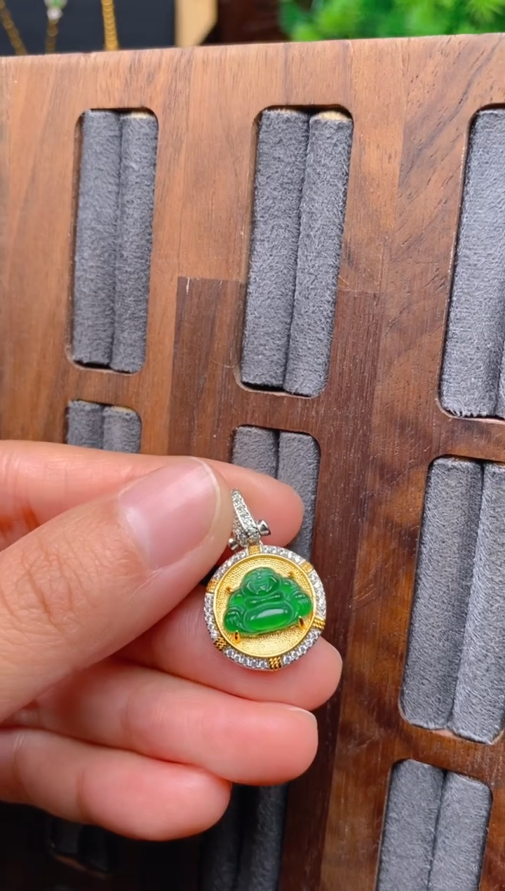 【闪购商品】翡翠银S925镶嵌吊坠(不含链)佛公