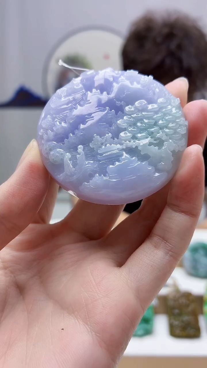 未镶嵌定制翡翠4688zm-毛货挂件山水33