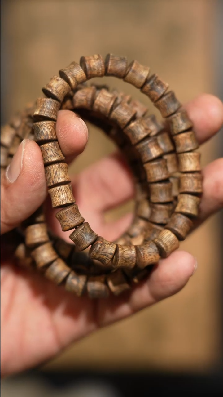 沉香手串海南绿奇楠9mm竹节珠单圈7克 多样性发一