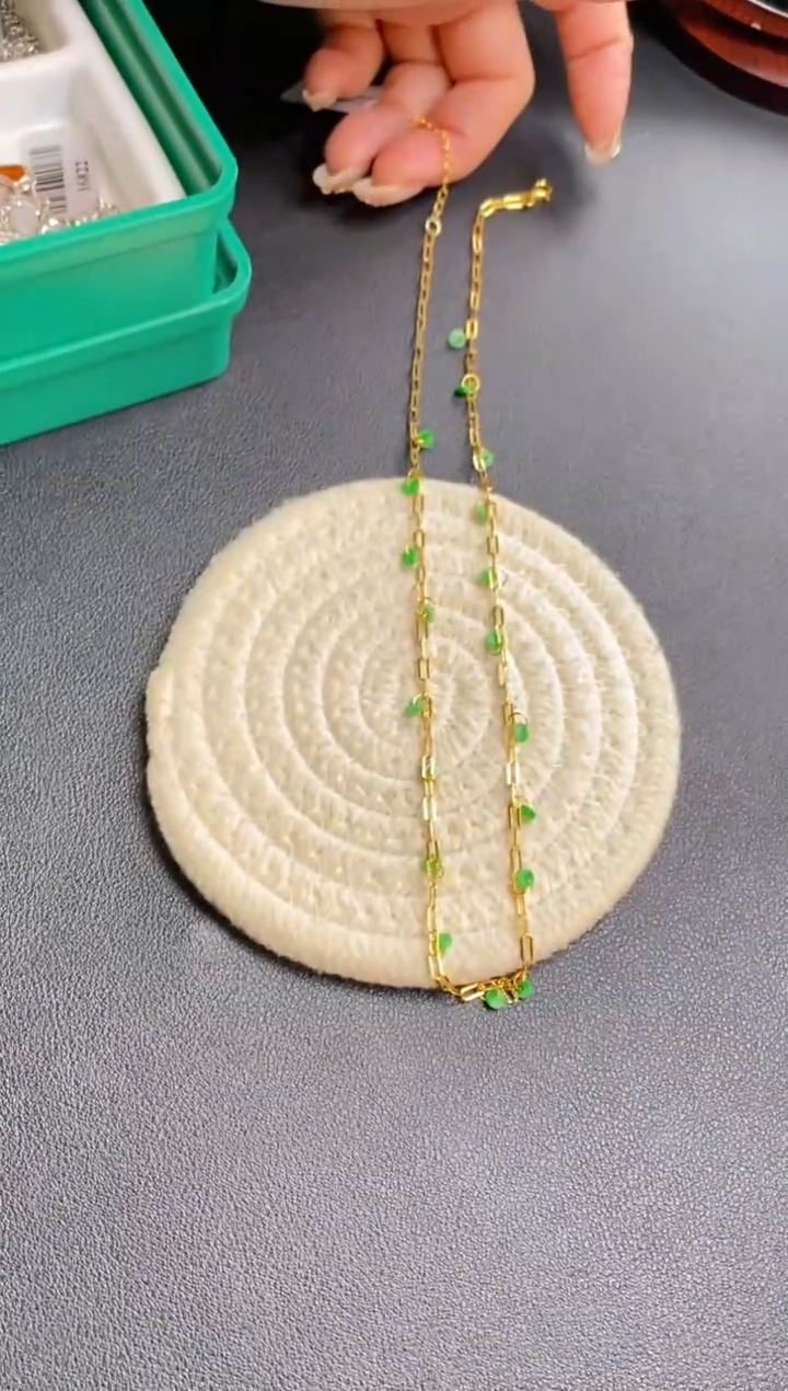 颈饰银S925镶嵌翡翠 净货18243