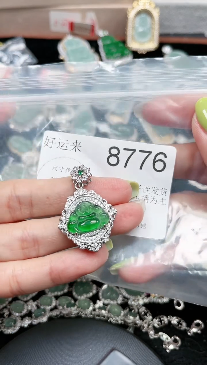 【闪购商品】翡翠颈饰未镶嵌赠皮绳8776