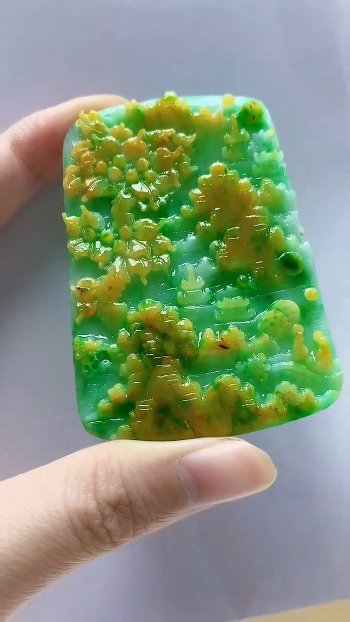 未镶嵌定制翡翠4688zm-毛货挂件山水96