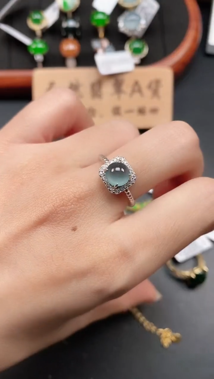 银S925镶嵌戒指翡翠111