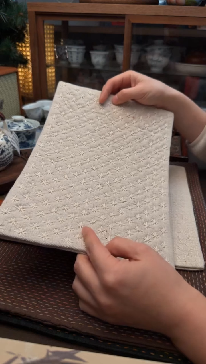 【闪购商品】织绣Cici手作刺子绣植物染柿染茶席-292