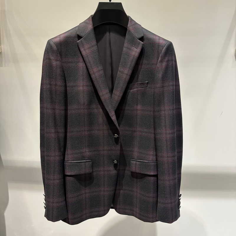 男士时尚休闲毛呢经典格子商务格纹西装男士时尚休闲西服格子商务