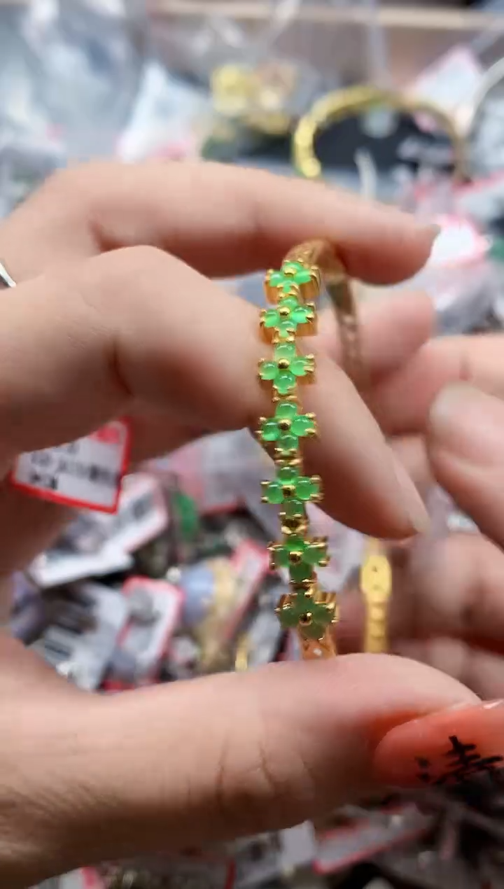 银S925镶嵌戒指翡翠天然A货缅甸翡翠