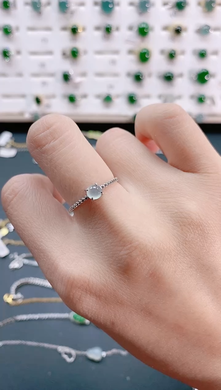 【闪购商品】翡翠戒指银S925镶嵌天然翡翠