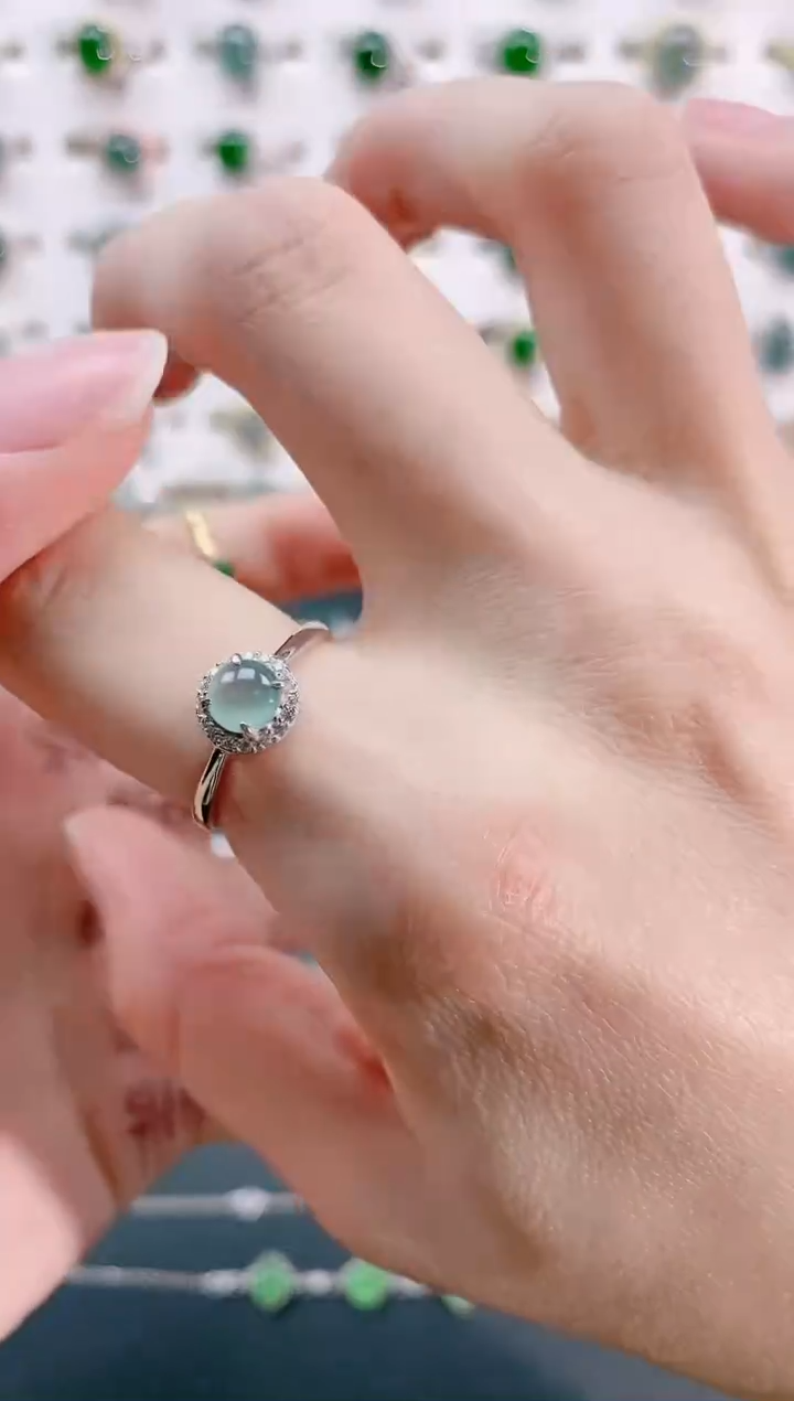 【闪购商品】翡翠戒指银S925镶嵌天然翡翠