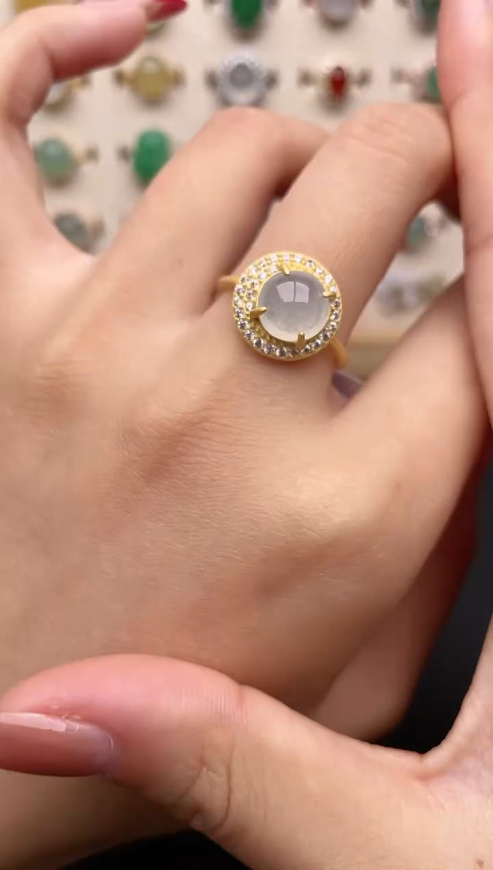 【闪购商品】翡翠戒指银S925镶嵌一物一证一礼盒