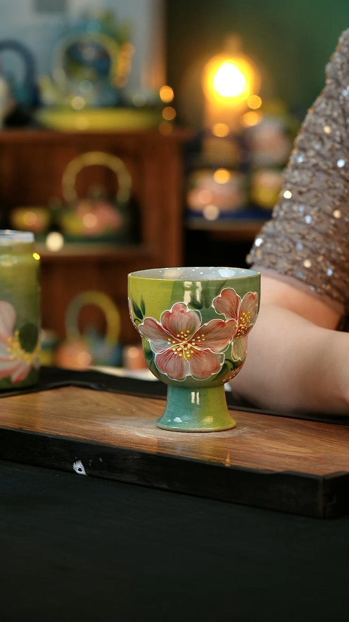 杯手绘心瓷陶瓷浮力