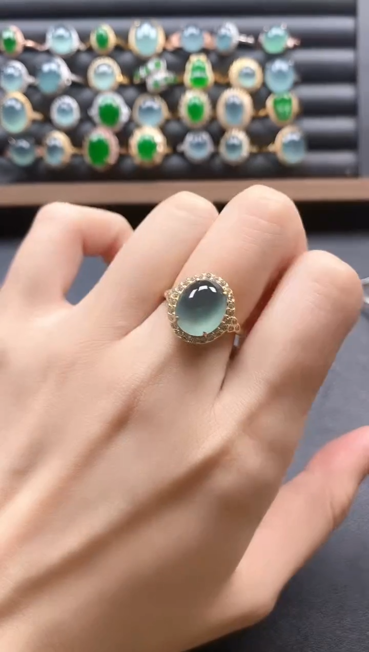 银S925镶嵌戒指翡翠51151