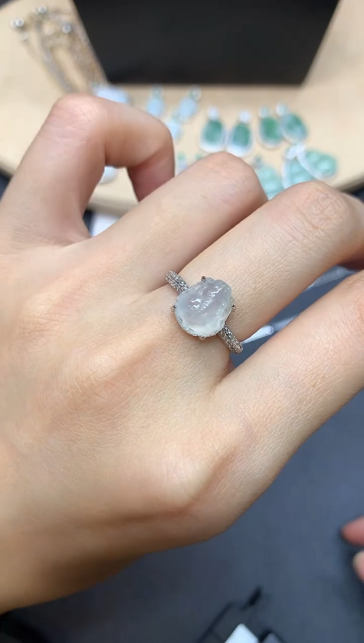 【闪购商品】翡翠戒指银S925镶嵌貔貅【无服务费】