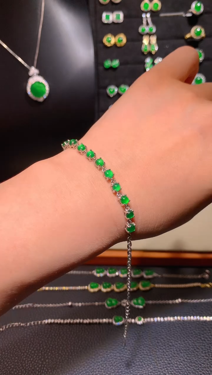 【闪购商品】翡翠手链银S925镶嵌手链