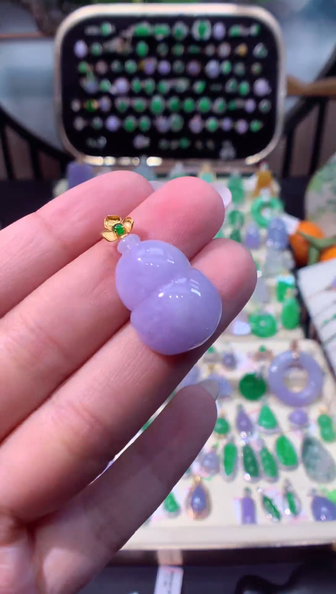 【闪购商品】翡翠颈饰18K金镶嵌缅甸天然A货翡翠