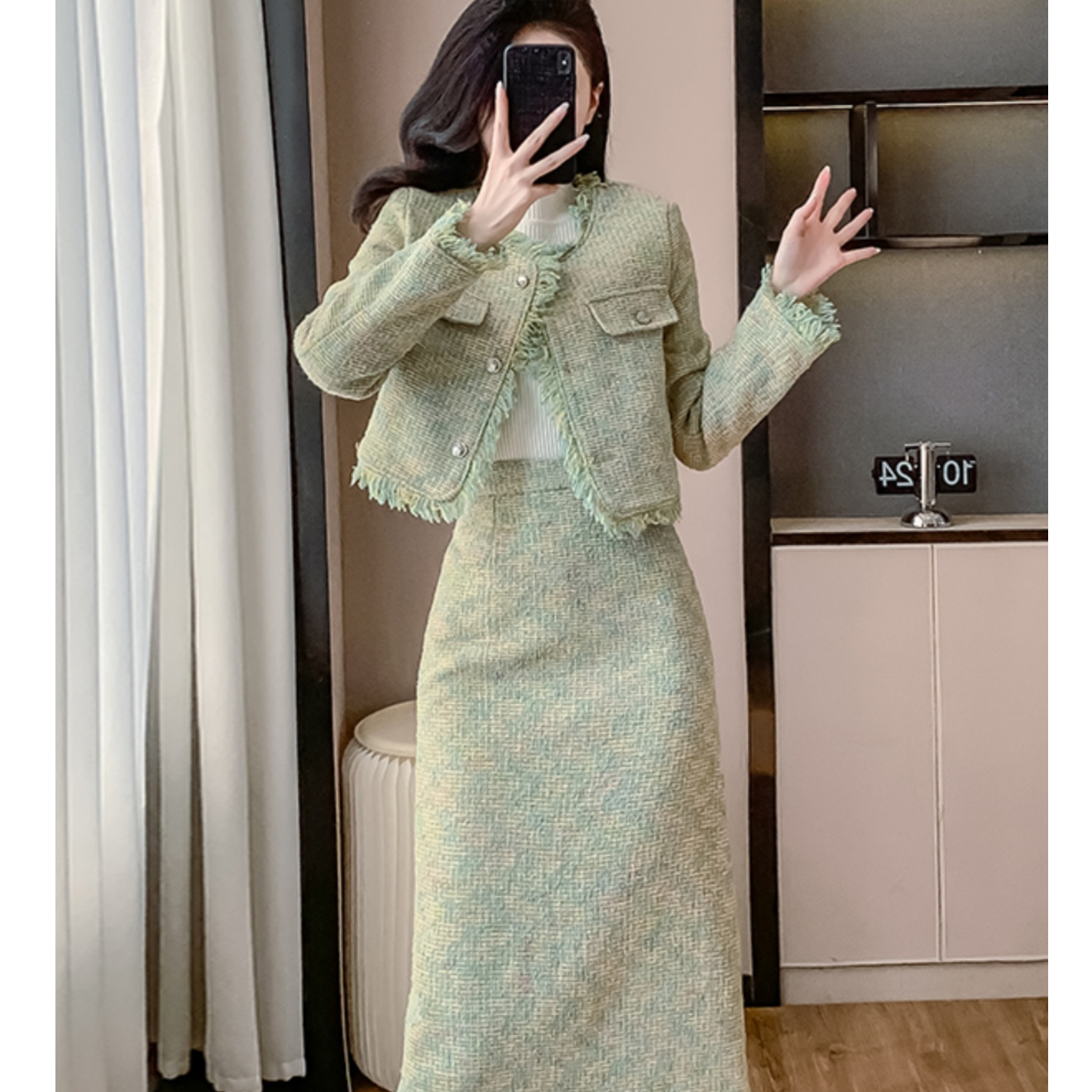 时尚小香风针织可爱风气质秋冬减龄新中式时尚套装