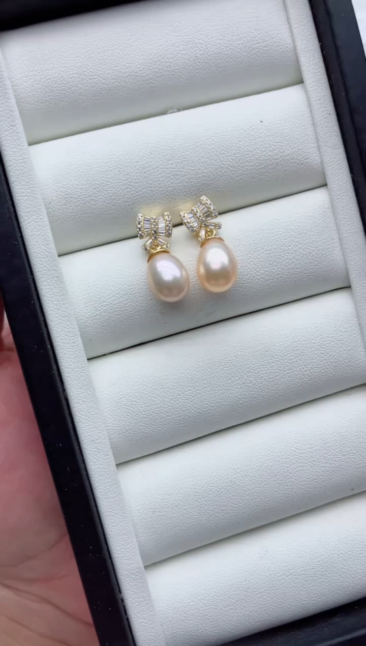 银S925镶嵌耳饰淡水珍珠多样性发其一，非无暇