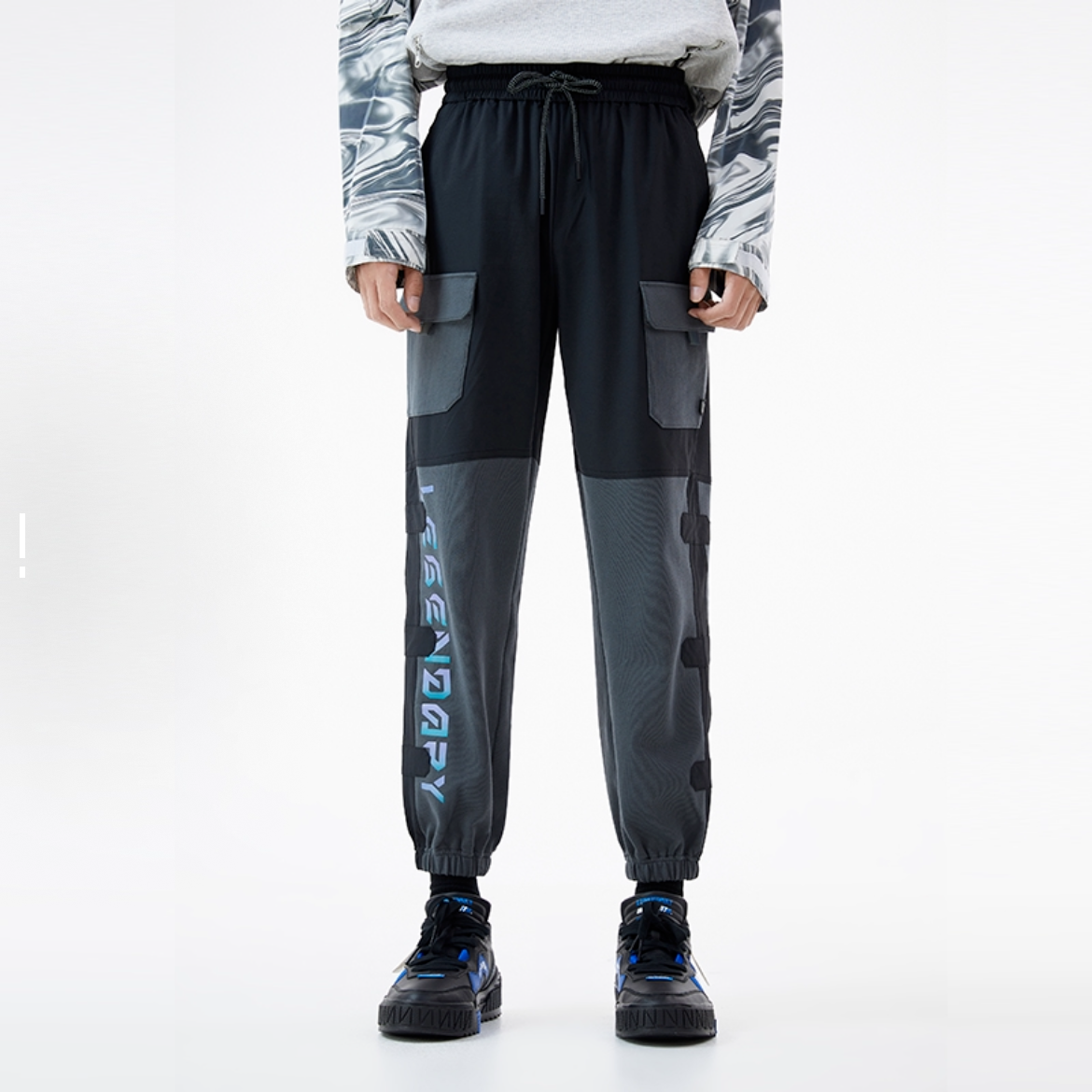 (直播)李宁LNG未来玩家男女同款亮色拼接字母印花运动长裤FHAC019