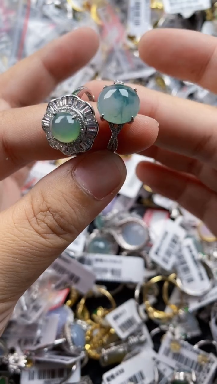 翡翠戒指银S925镶嵌6666     5