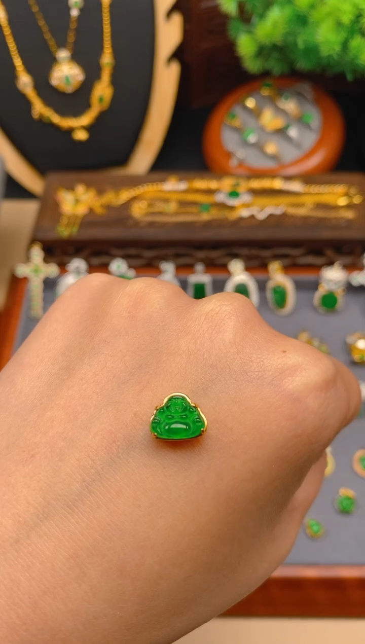 【闪购商品】翡翠银S925镶嵌吊坠(不含链)佛公潘多拉