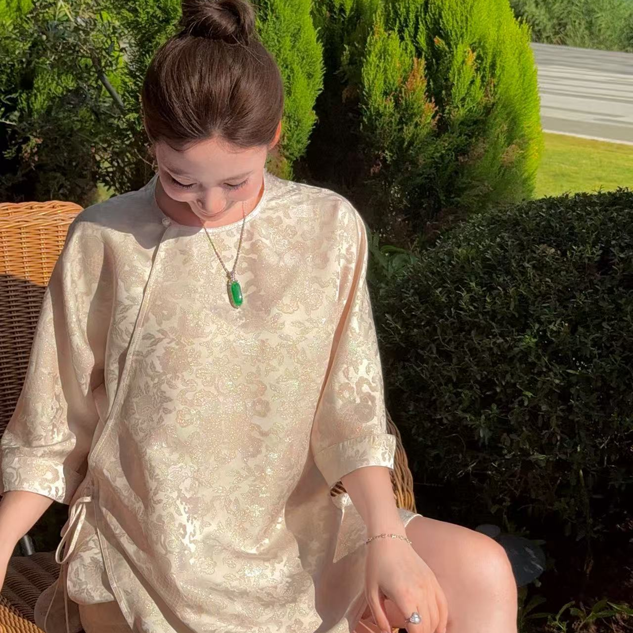 墨染之道 “东方琉璃”半手工正绢吉庆双鱼彩金套装FX0467