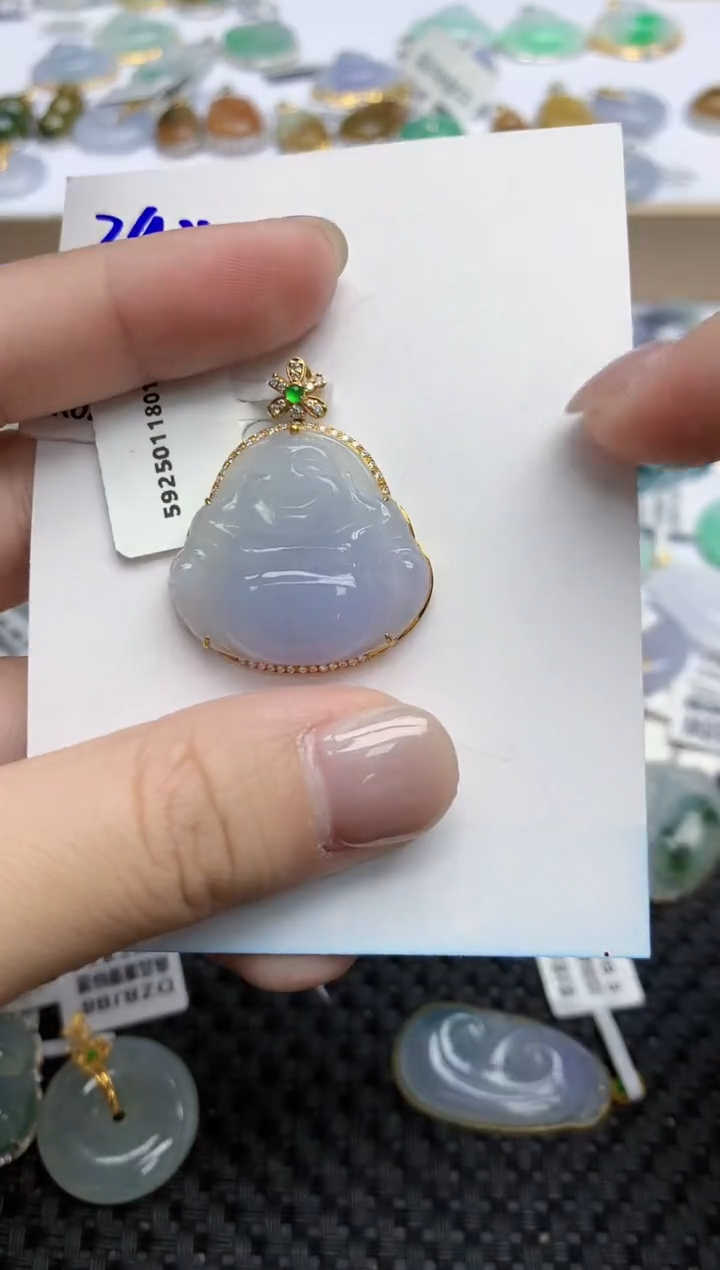 【闪购商品】翡翠颈饰18K金镶嵌天然翡翠A货