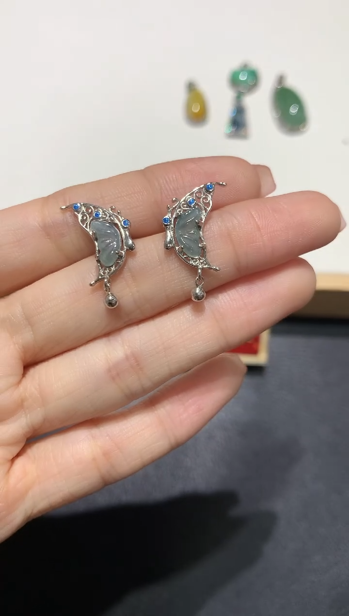 【闪购商品】翡翠耳饰银S925镶嵌1多人多样性随机发货1件