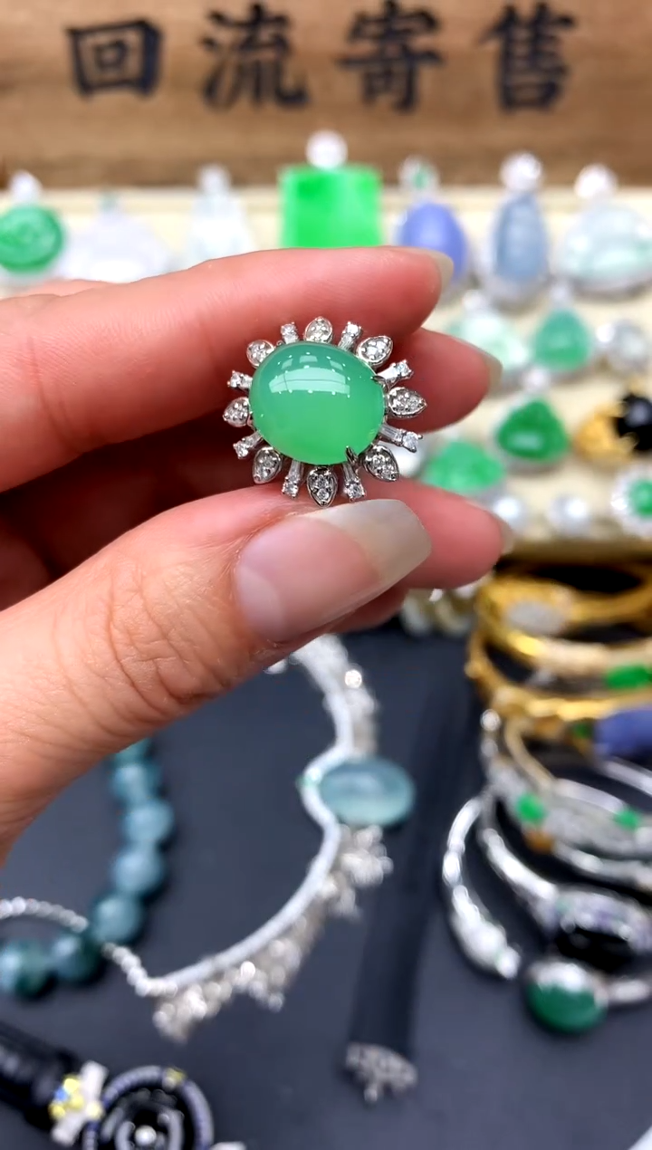 【闪购商品】翡翠戒指18K金镶嵌460-中国好珍宝