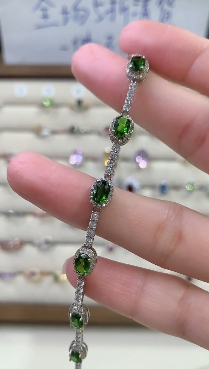【闪购商品】透辉石手链银S925镶嵌22-31