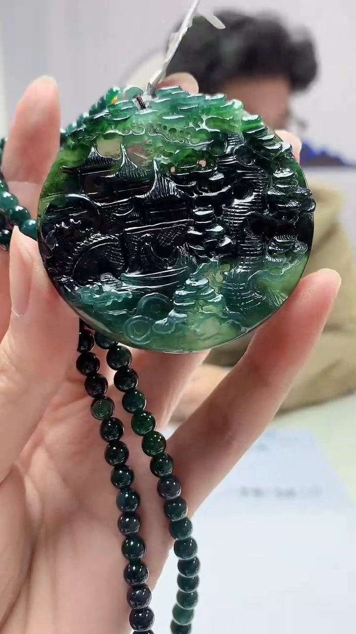 【闪购商品】定制翡翠未镶嵌4688zm-毛货赠珠链山水157