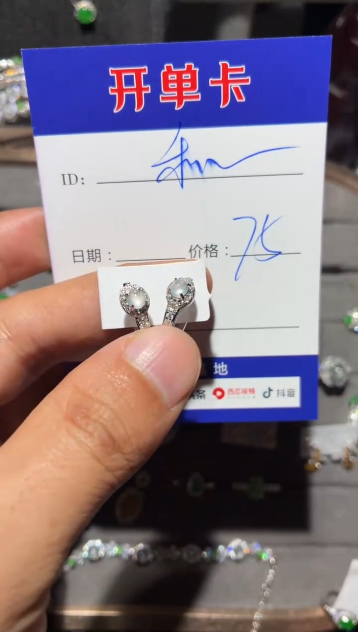 银S925镶嵌翡翠耳饰和*璧 和衍璧