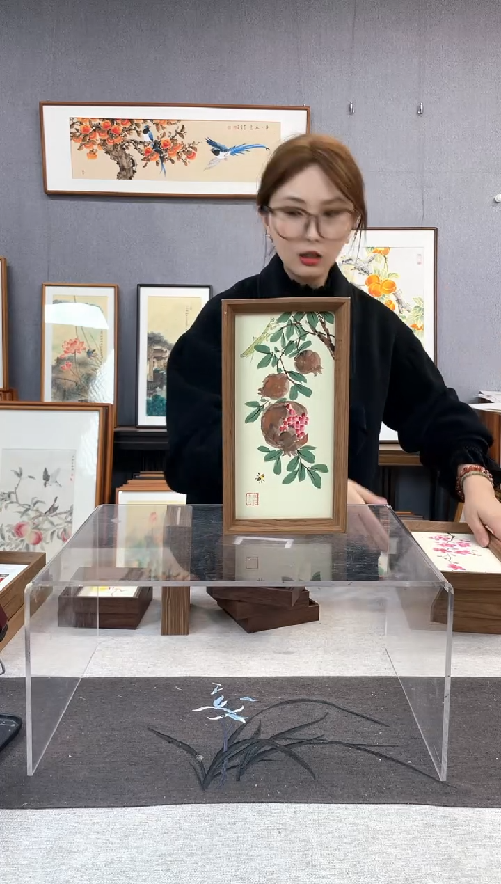 【闪购商品】国画手写手绘带框作品-16*29-石榴